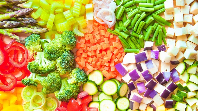 Colorful chopped vegetabes 