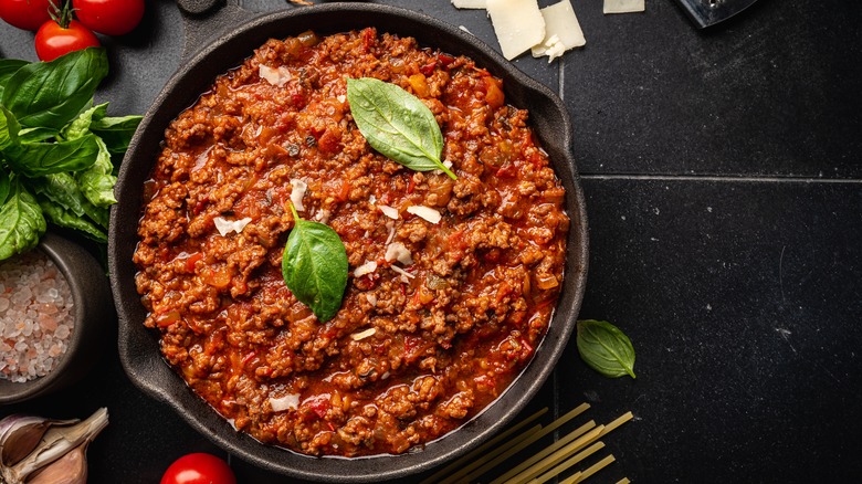 Marinara sauce with ground beef