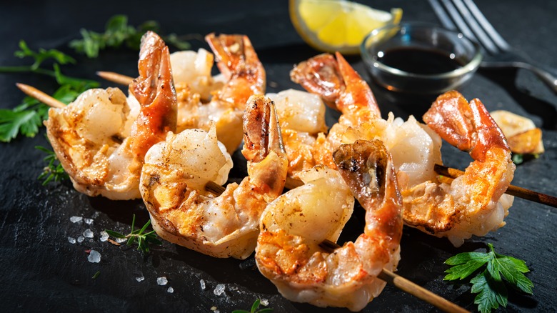 cooked shrimp skewers