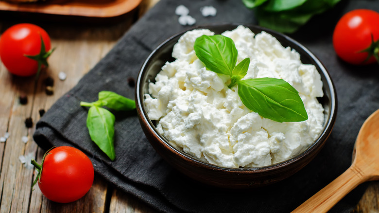 Ricotta cheese in a bowl