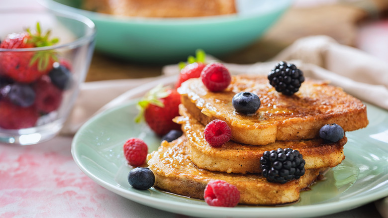 french toast with berries plate