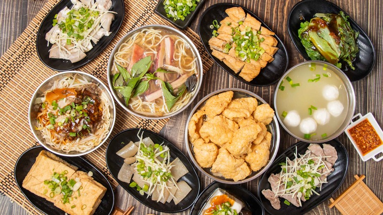 Taiwanese dishes including tofu skin