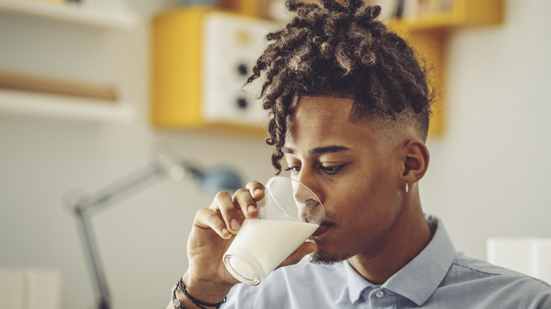 Man drinking milk