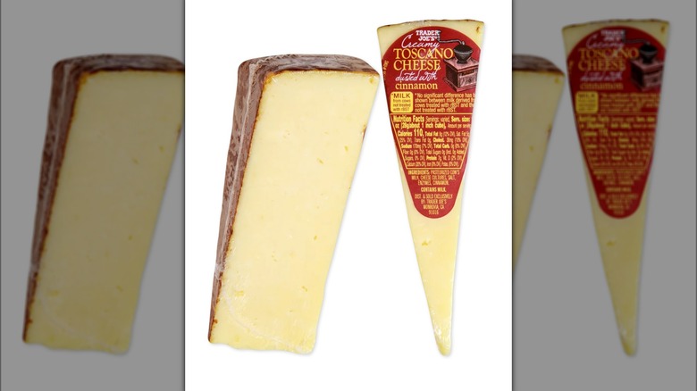 Wedges of Trader Joe's Creamy Toscano Cheese dusted with cinnamon