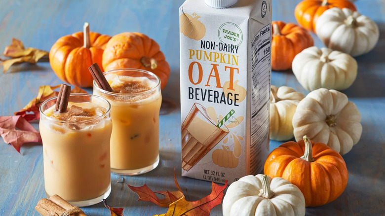 Two glasses of Non-dairy Pumpkin Oat Beverage