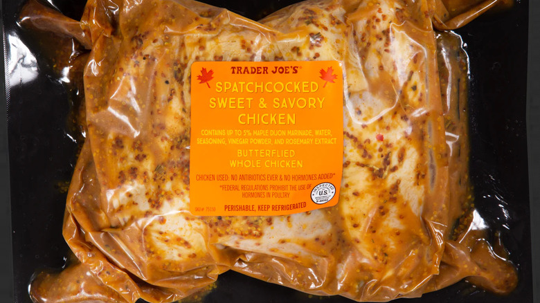 A package of spatchcocked sweet & savory chicken