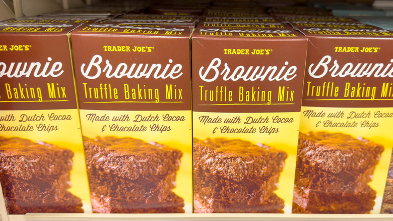 Boxes of Brownie Truffle Baking Mix at Trader Joe's