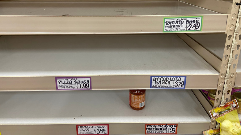 empty shelves at a Trader Joe's