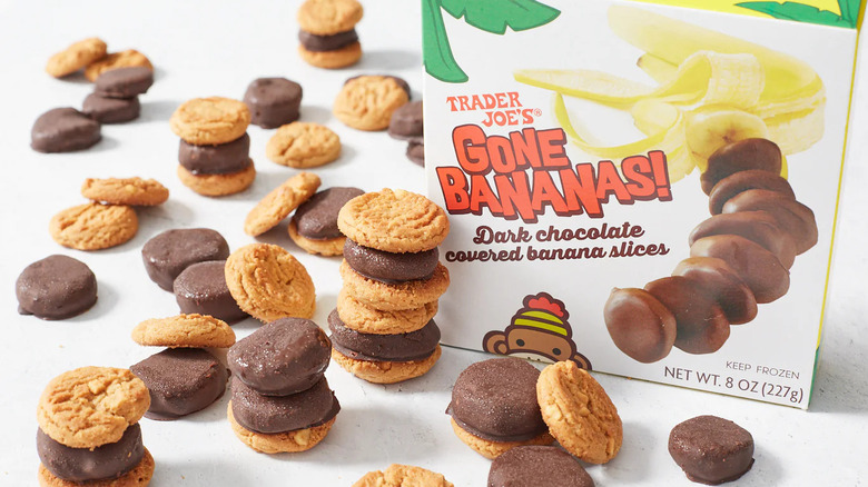 trader joe's gone bananas bites and cookies scattered around the box