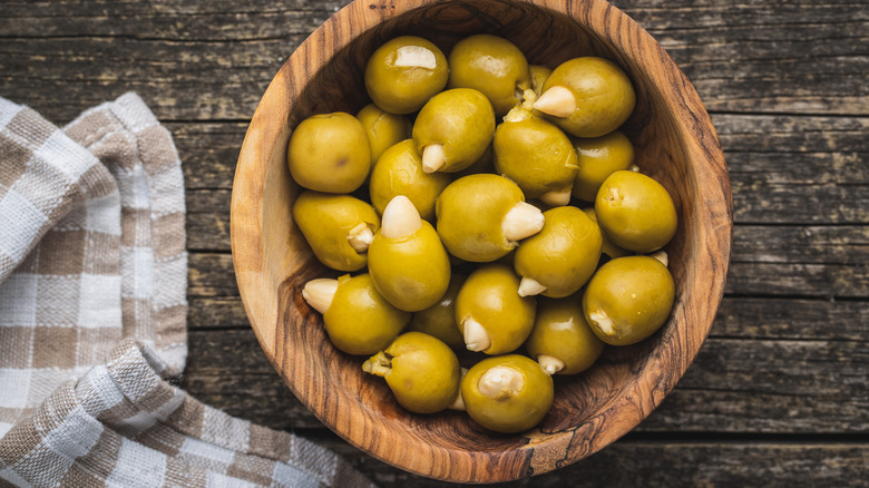 Bowl of stuffed olives