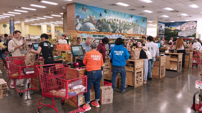 People at checkouts of Trader Joe's