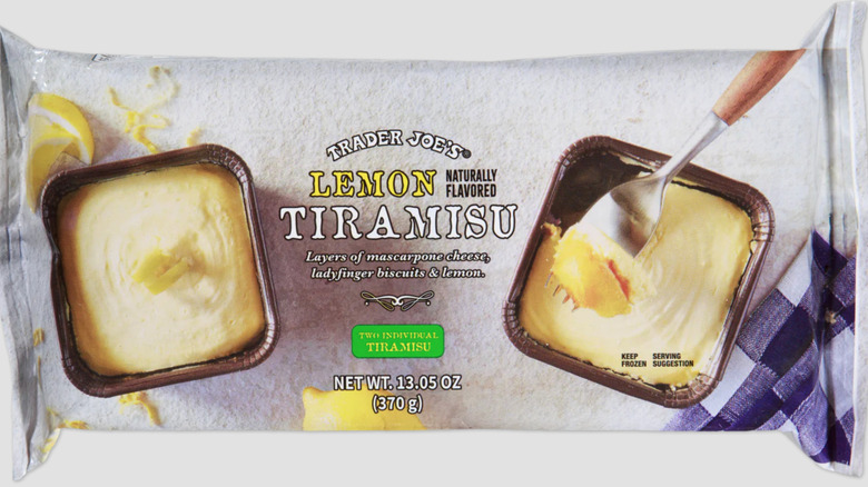 Lemon tiramisu on white background