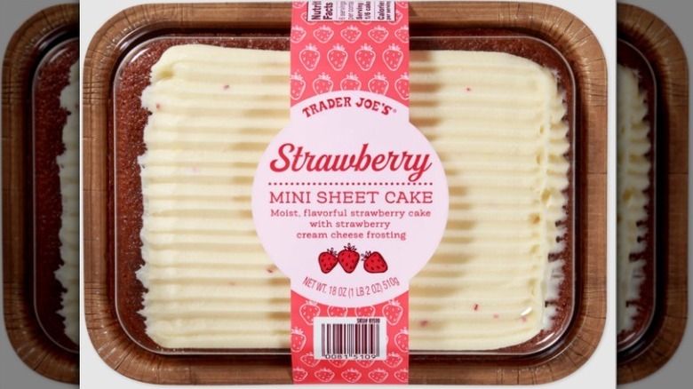 Strawberry mini sheet cake on white background