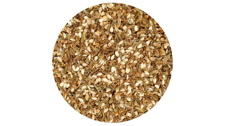 Dukkah spice blend in a circle