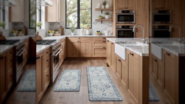 pretty blue kitchen rugs in kitchen