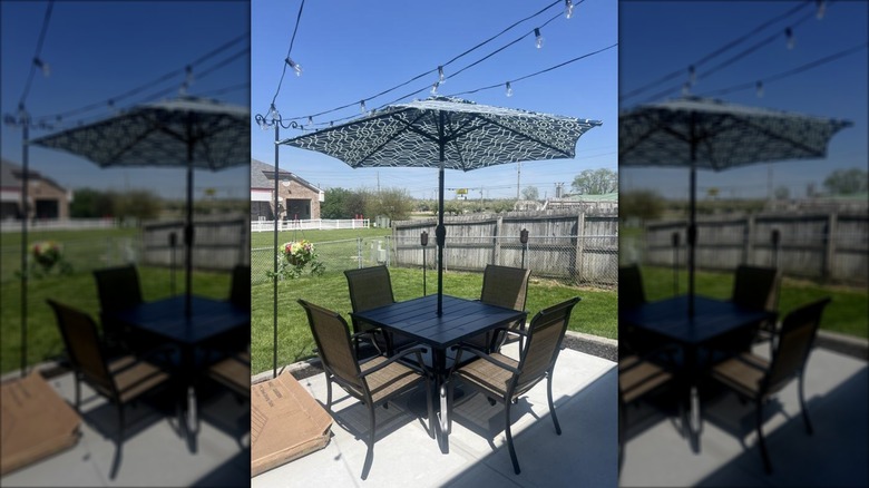 Nuu Garden 5-piece metal set with an additional umbrella