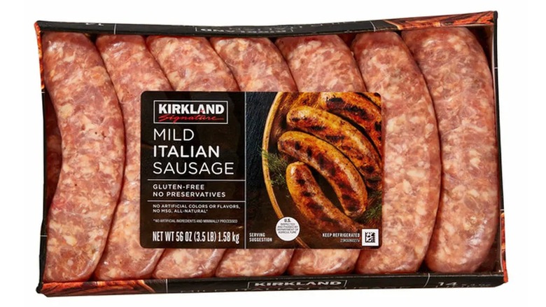 Package of Kirkland Signature Mild Italian Sausage