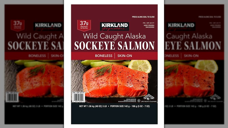Container of Kirkland Signature Wild Caught Alaskan Sockeye Salmon