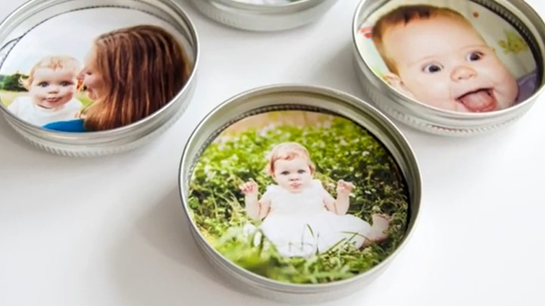 Photo magnets made with jar lids