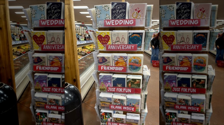 Greeting cards for sale at Trader Joe's.