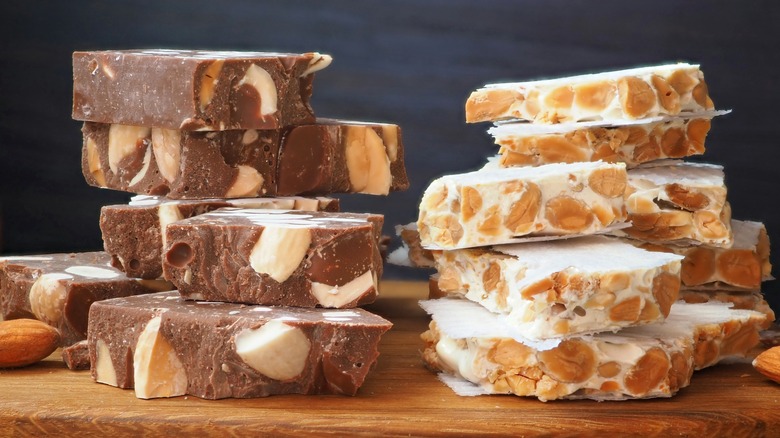 Two types of turrón stacked