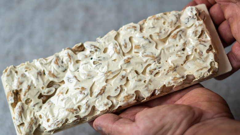 Person holding homemade nougat