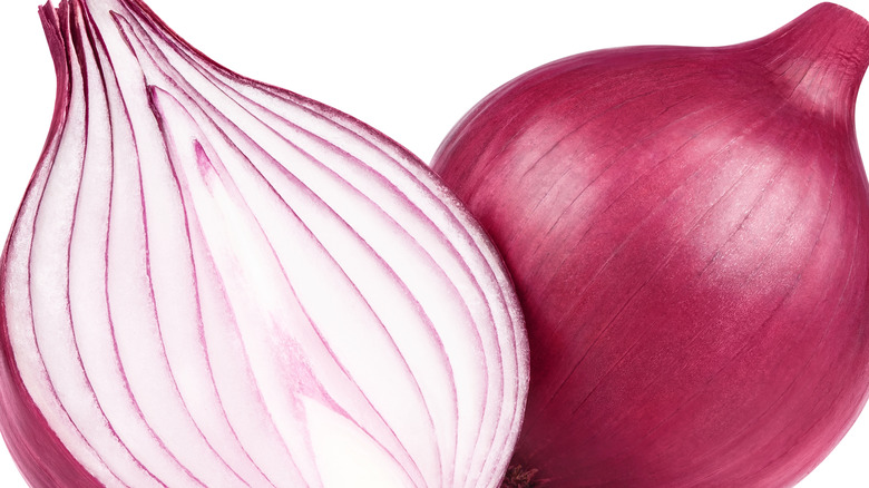 Halved red onion