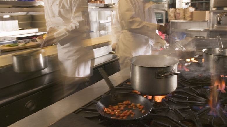 Close-up of a restaurant kitchen