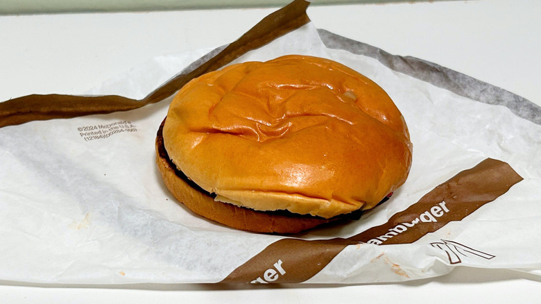 A McDonald's Hamburger on its wrapper