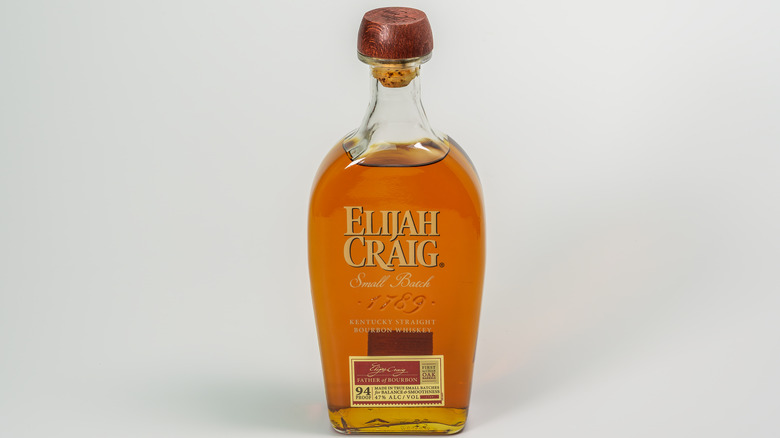 A bottle of Elijah Craig bourbon