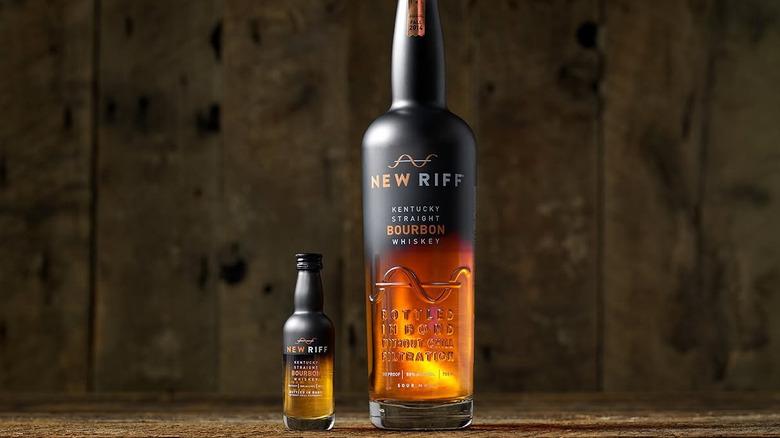 A regular and mini bottle of New Riff bourbon