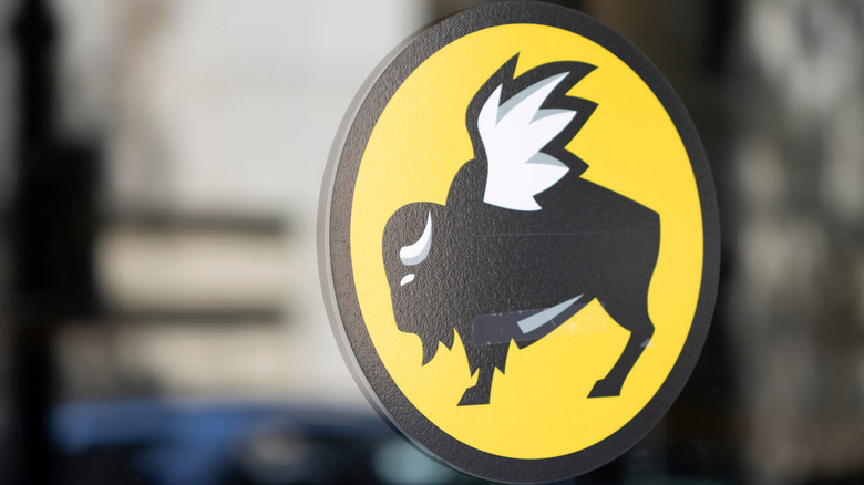 Buffalo Wild Wings logo on a glass window