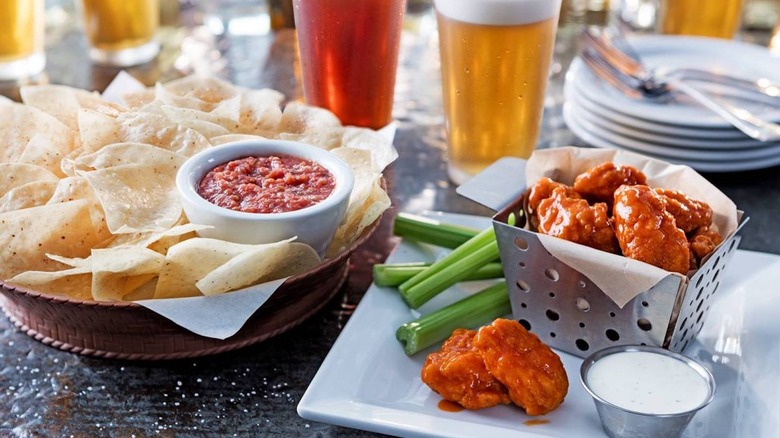 Appetizers at Chili's with beer