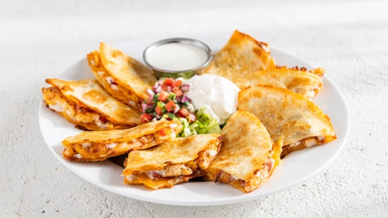 Quesadilla Bacon Ranch sliced on plate