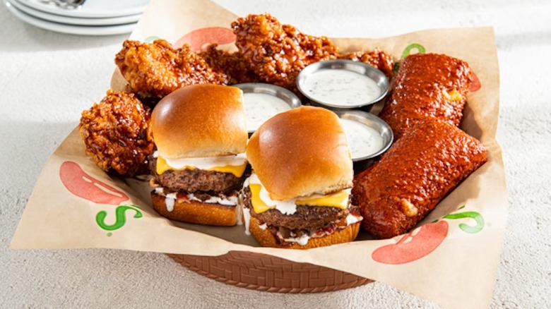 Triple Dipper appetizers in basket