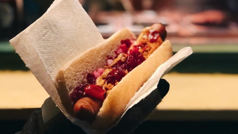 reindeer hot dog with toppings