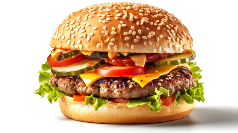 Cheeseburger on sesame bun