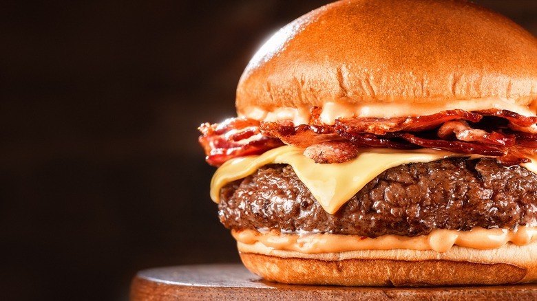 Close up juicy beef burger