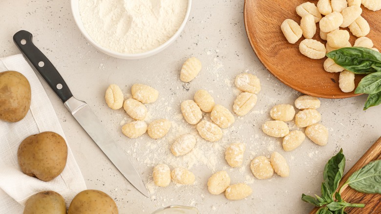 homemade gnocchi dough with ingredients