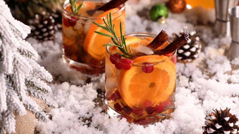 cocktail in a snowy setting