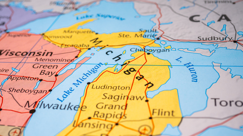 Michigan on U.S. map