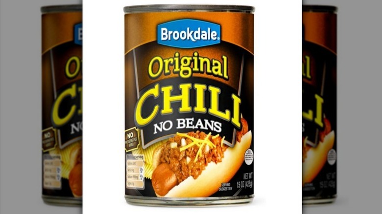Brookdale no bean chili on white background