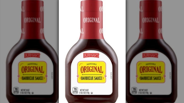 Burman's barbecue sauce on white background