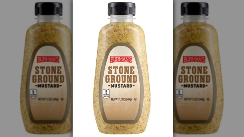 Burman's stone ground mustard on white background