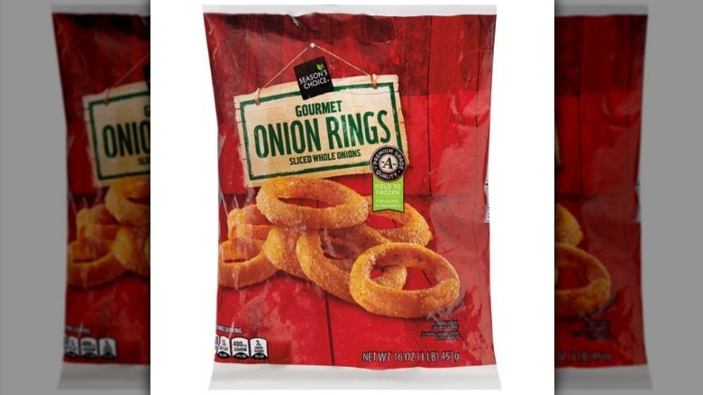 Season's Choice onion rings on white background