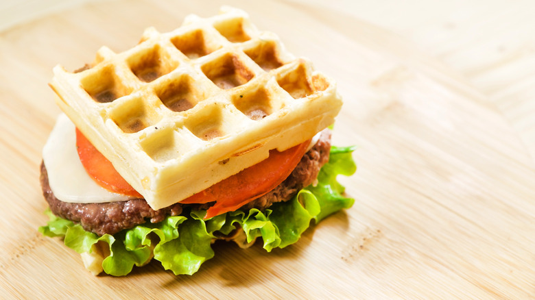Burger with waffle bun