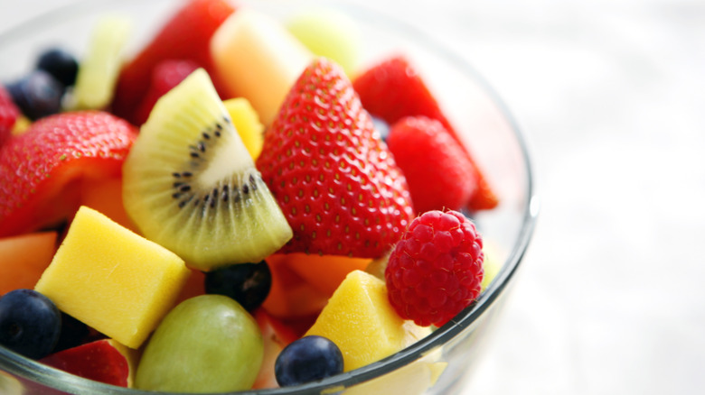 Fruit salad in glass bowl