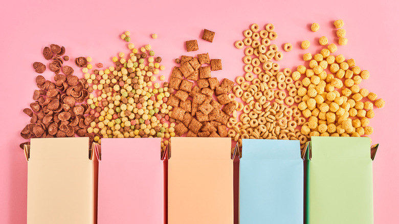 Different types of cereal spilled