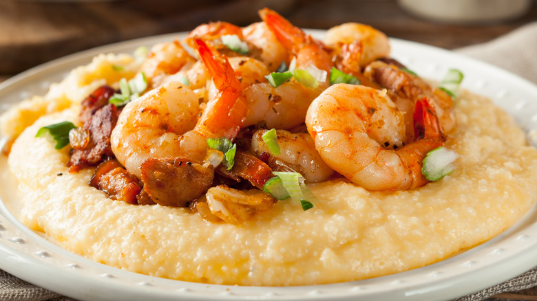 shrimp and grits served in a bowl