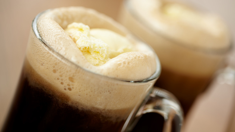 Close up of root beer float